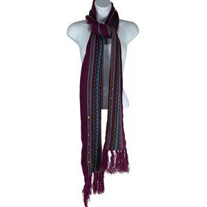 Women's Knit Scarf With Tassels One Size Purple